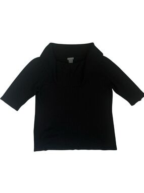 Ann Taylor Cowl Neck Short Sleeve Top Black Size Extra Large